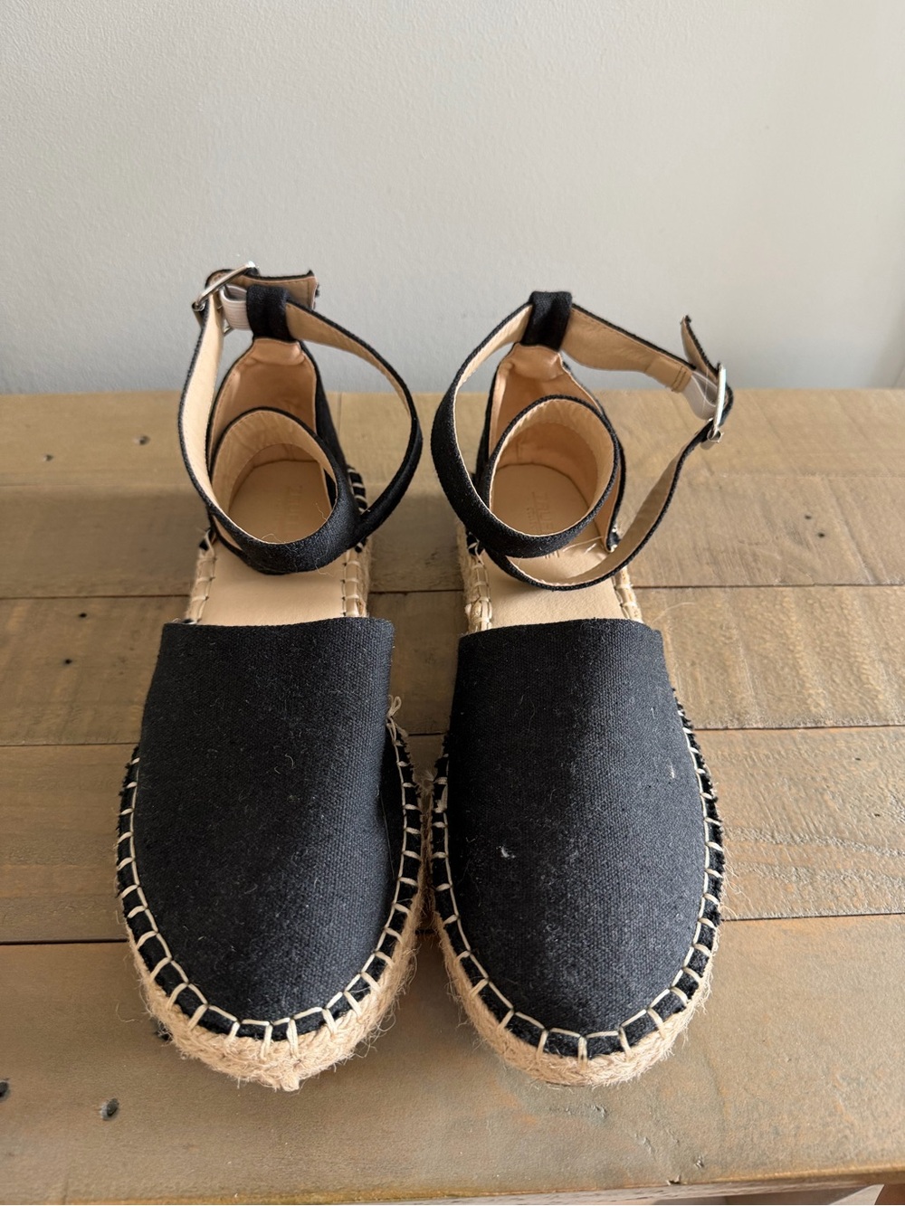 Black Ankle-Strap Espadrille Flats